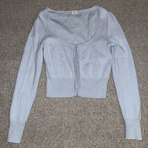 Abercrombie & Fitch Light Blue Scoop-Neck Button Cardigan